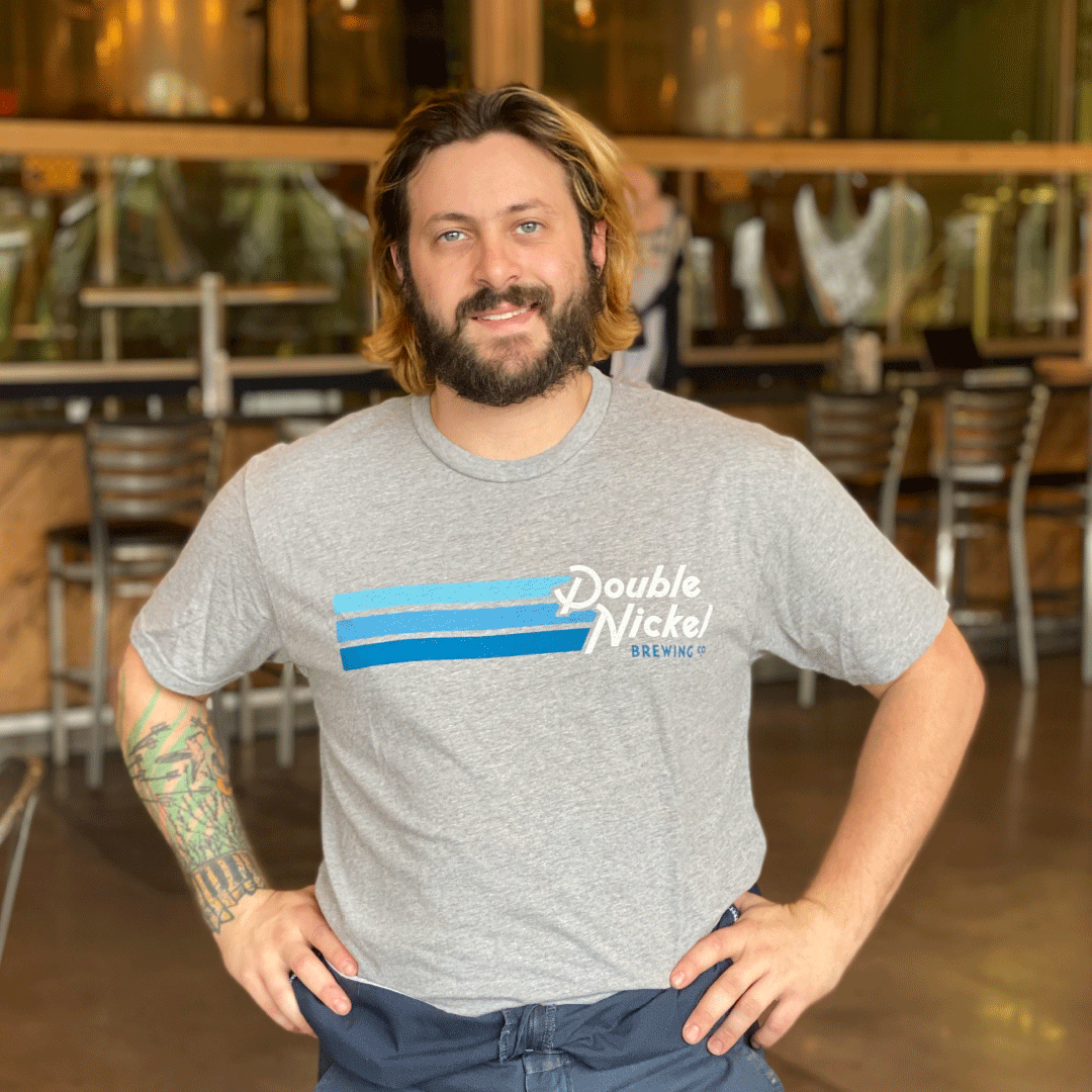 T-Shirt - Gray with Blue Stripes