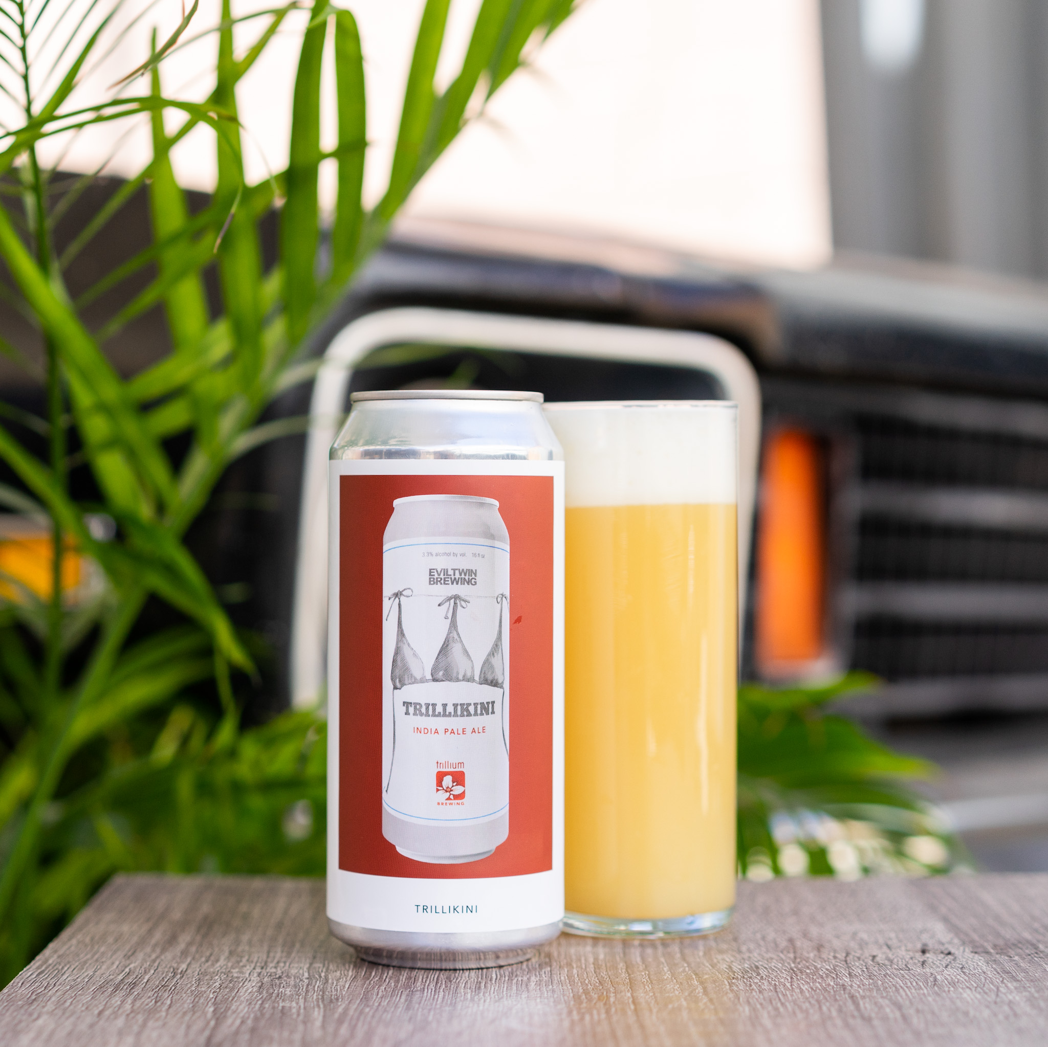 trillikini on table with hazy pour