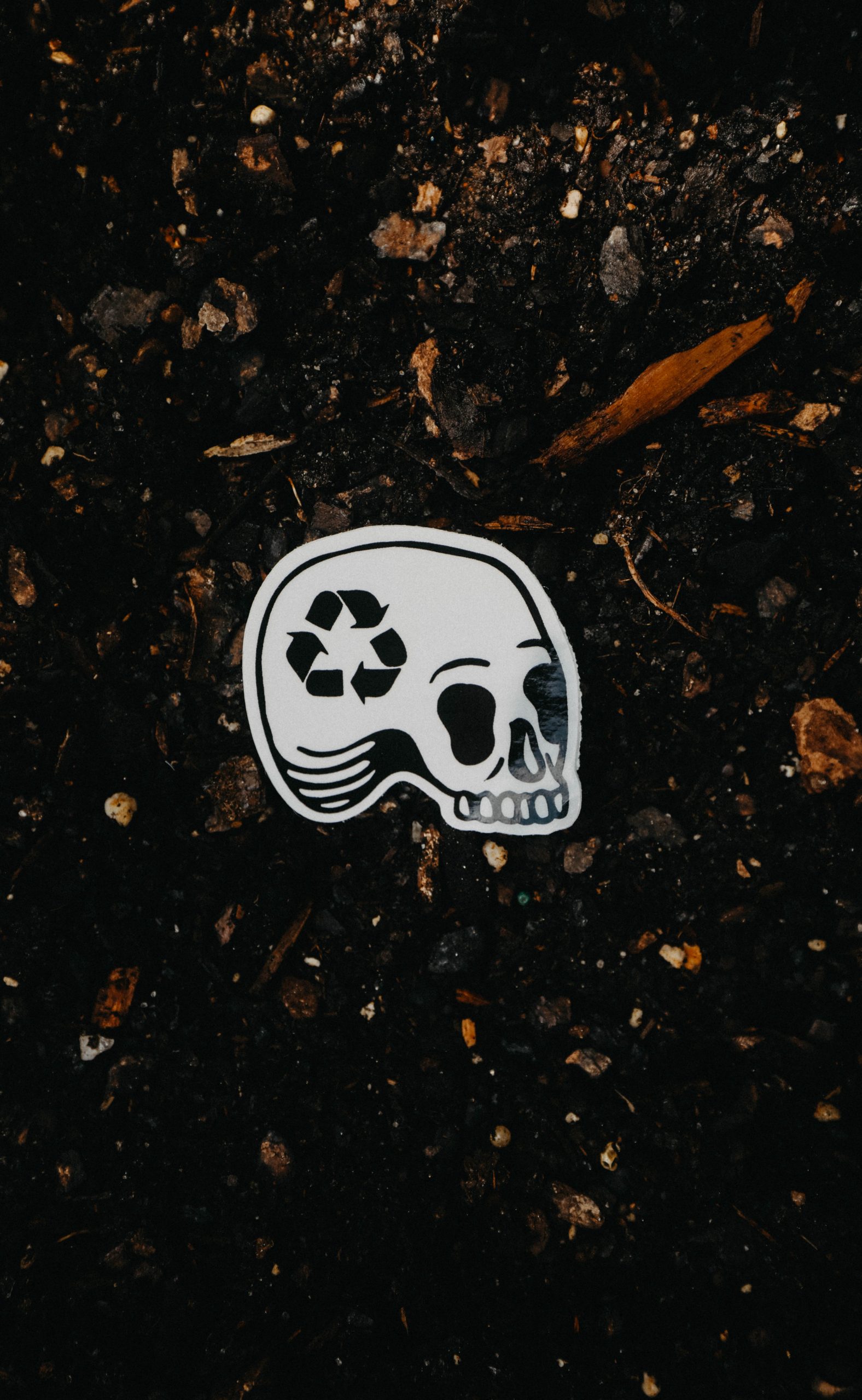 White Recycle Skull Sticker