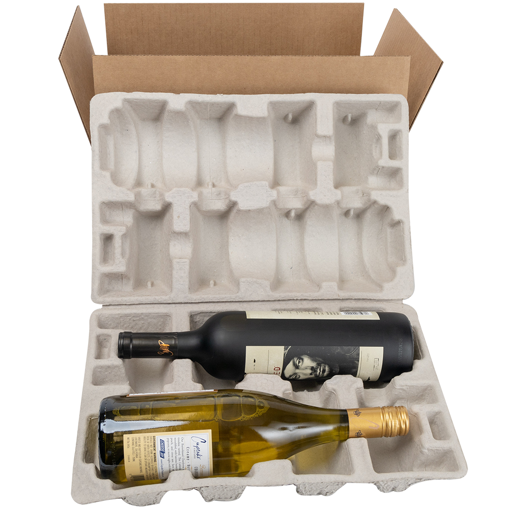 Molded Pulp 2Bottle Wine Shipping Box Whale Pod