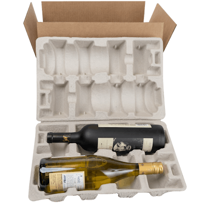 2 bottle wine shipping boxes molded pulp