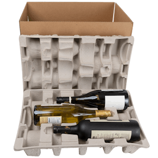 3 bottle wine shipping box molded pulp
