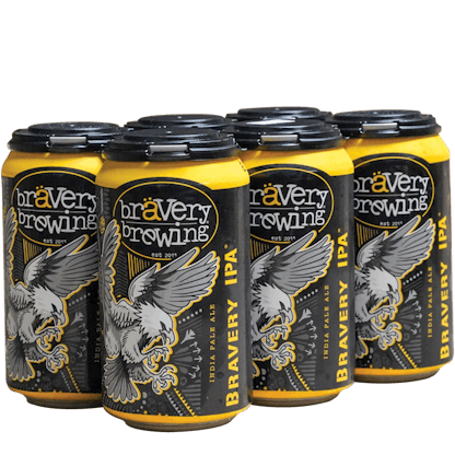 6-pack of Bravery Brewing beer cans