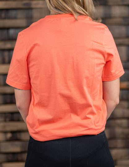 back side of orange t-shirt (no design)