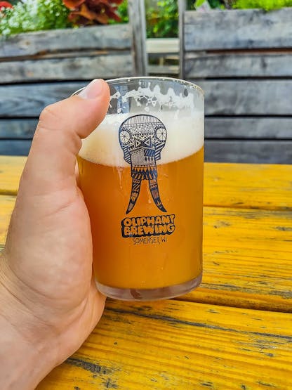 oliphant brewing glass with beer in it