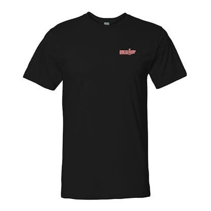 Black Shirt with Pink Brock's Gap Brewing Company logo on front right