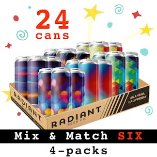 radiant beer case of beer cans mix & match six 4-packs