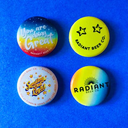 radiant beer collectible button set