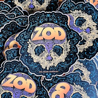 stack of Zod stickers