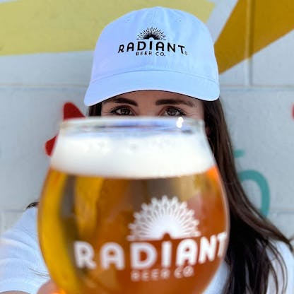 radiant beer co white cap with black logo embroider
