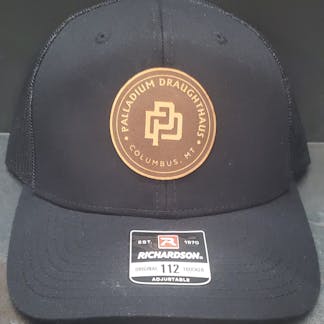 Black Richardson 112 cap with leather Palladium Draughthaus logo