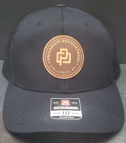 Black Richardson 112 cap with leather Palladium Draughthaus logo