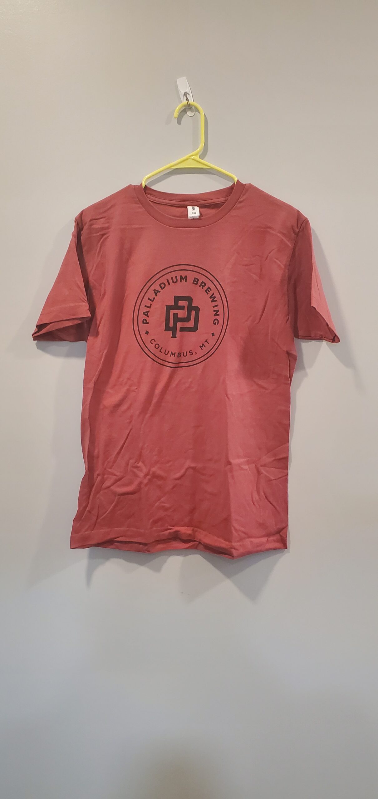 Terracotta t-shirt with Palladium Brewing Badge in black