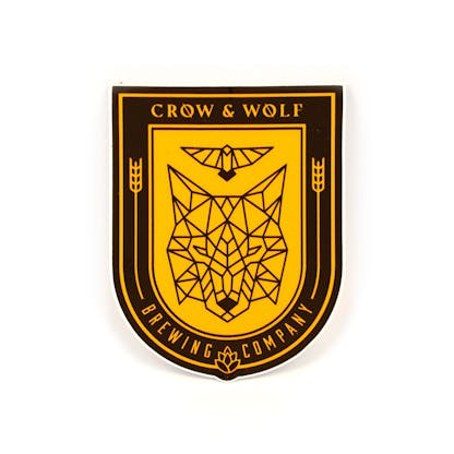 Crow and wolf shield logo sticker