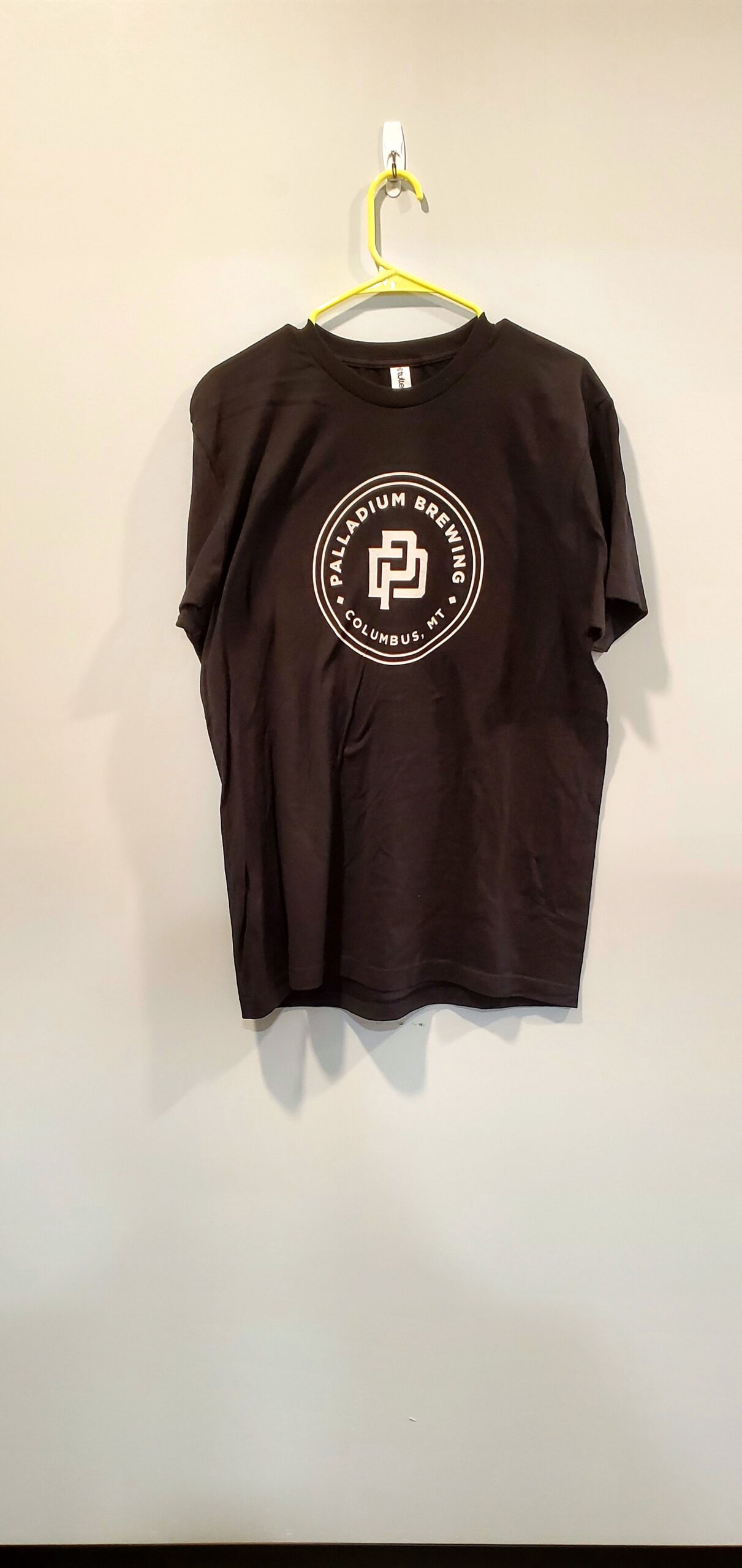 Coal colored T-shirt with Palladium Brewing Badge Logo