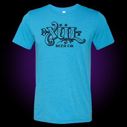 teal t-shirt with our classic xul logo in black