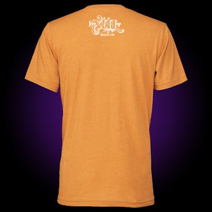 orange shirt with our classic logo in between the shoulder blades