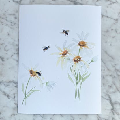 daisies and bees art