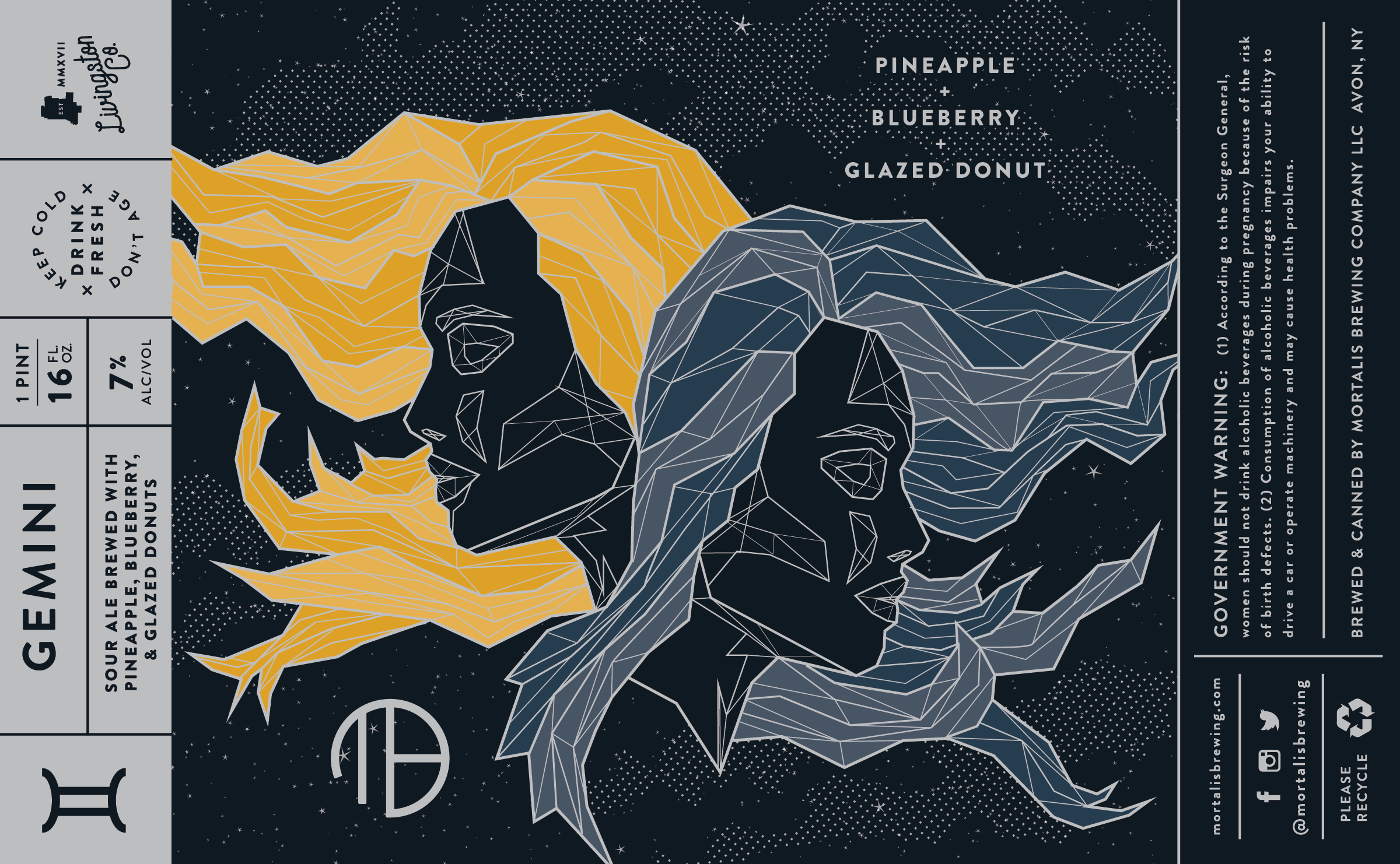 Gemini Pineapple Blueberry Donut Can Label