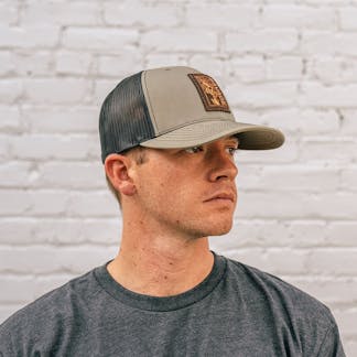 Loden and Black Leather Patch Hat