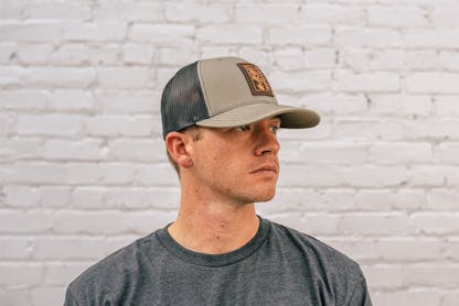 Loden and Black Leather Patch Hat