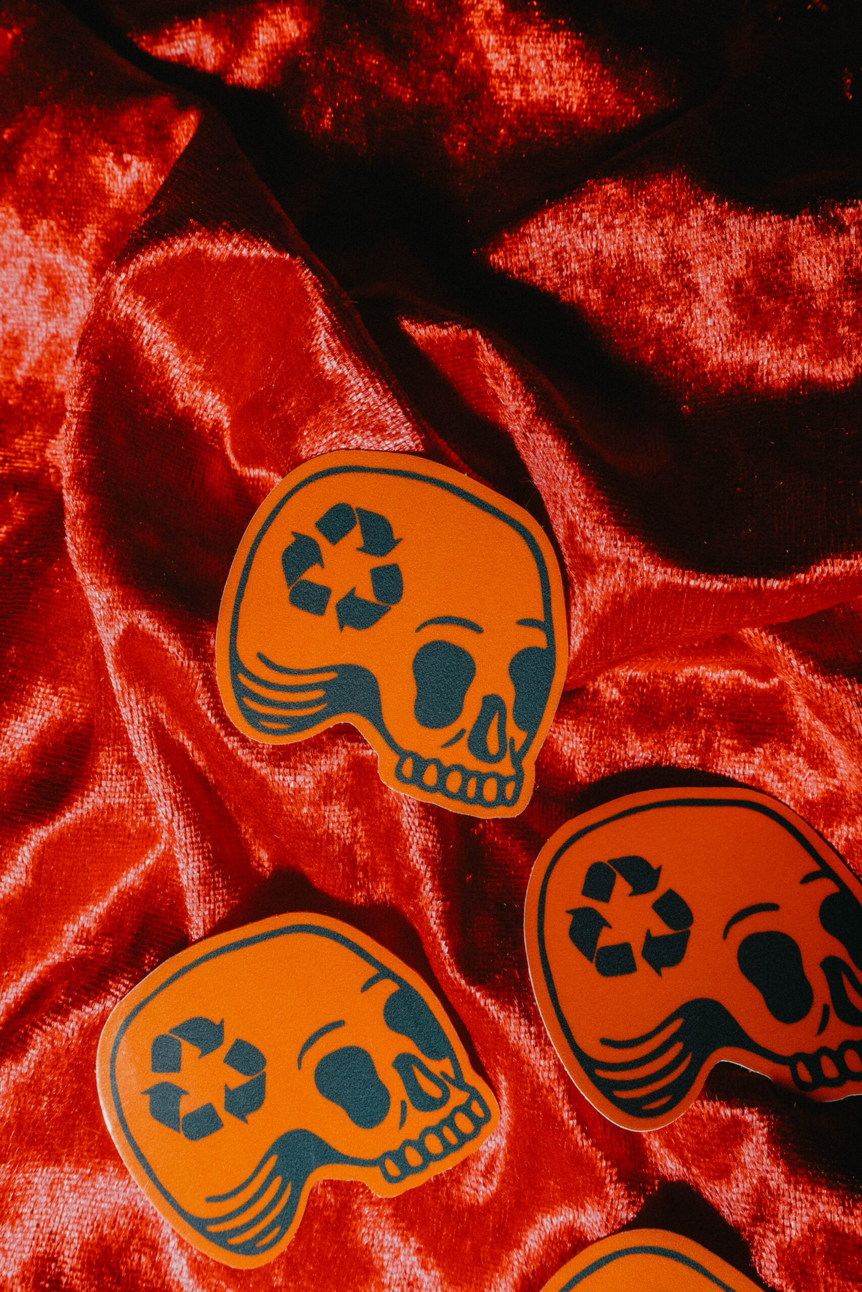 Orange Recycle Skull Sticker