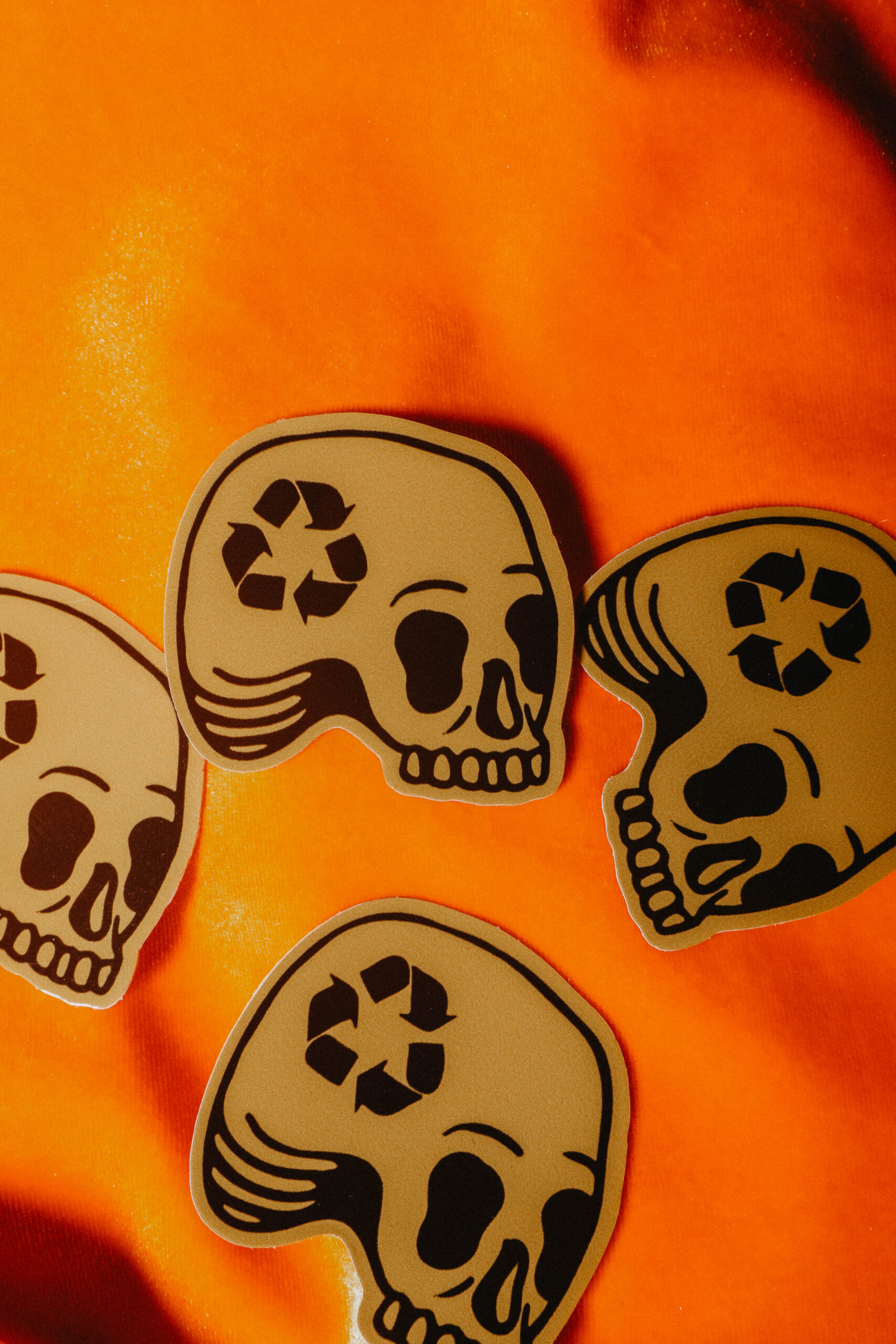 Gold Recycle Skull Sticker