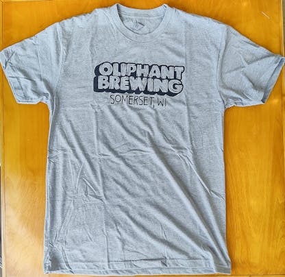 Heather Gray Tshirt with Oliphant brewing Blocktext
