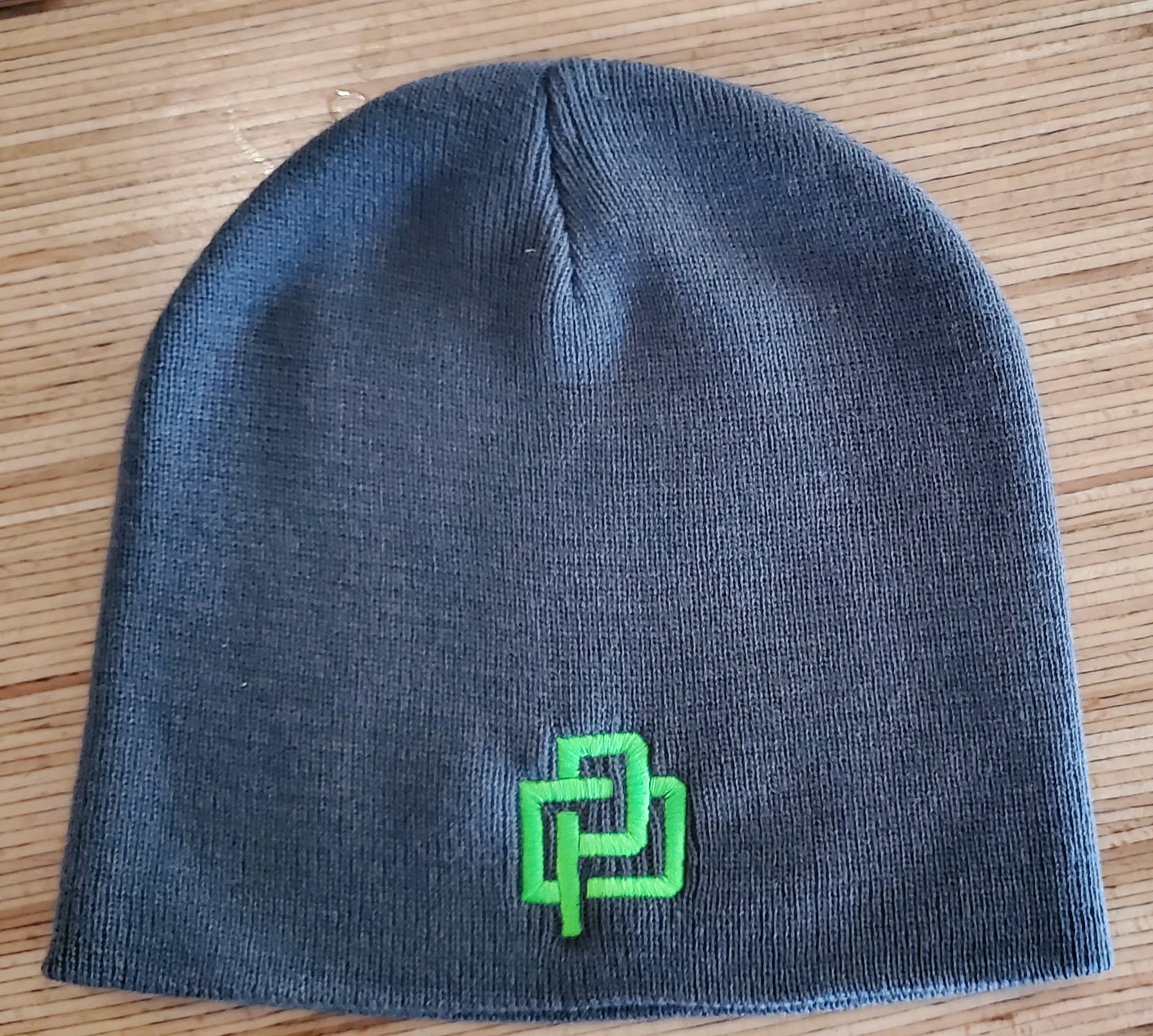 Gray beanie with green PD logo