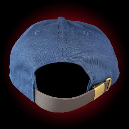 5 panel navy with leather strapback hat