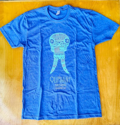 Oliphant Brewing Teal Tshirt with Skull Print