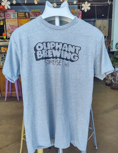 Oliphant Brewing Gray Blocktext Tshirt