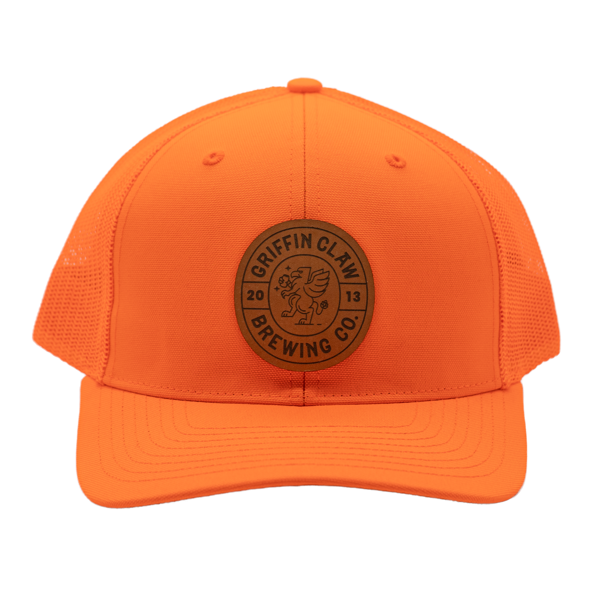 Orange Hat with Leather Patch
