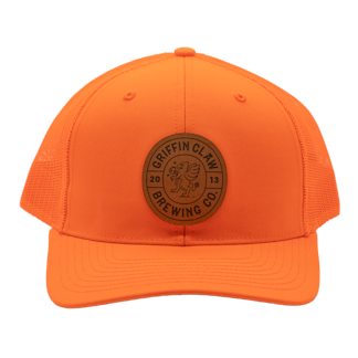 Orange Hat with Leather Patch