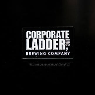 Corporate Ladder Dunder Mifflin Logo Enamel Pin White text on blackground