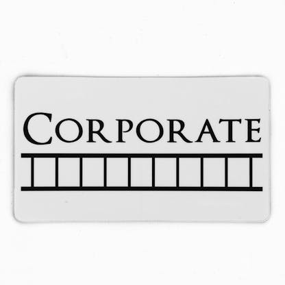 Corporate Ladder rectangular logo sticker on white background black text