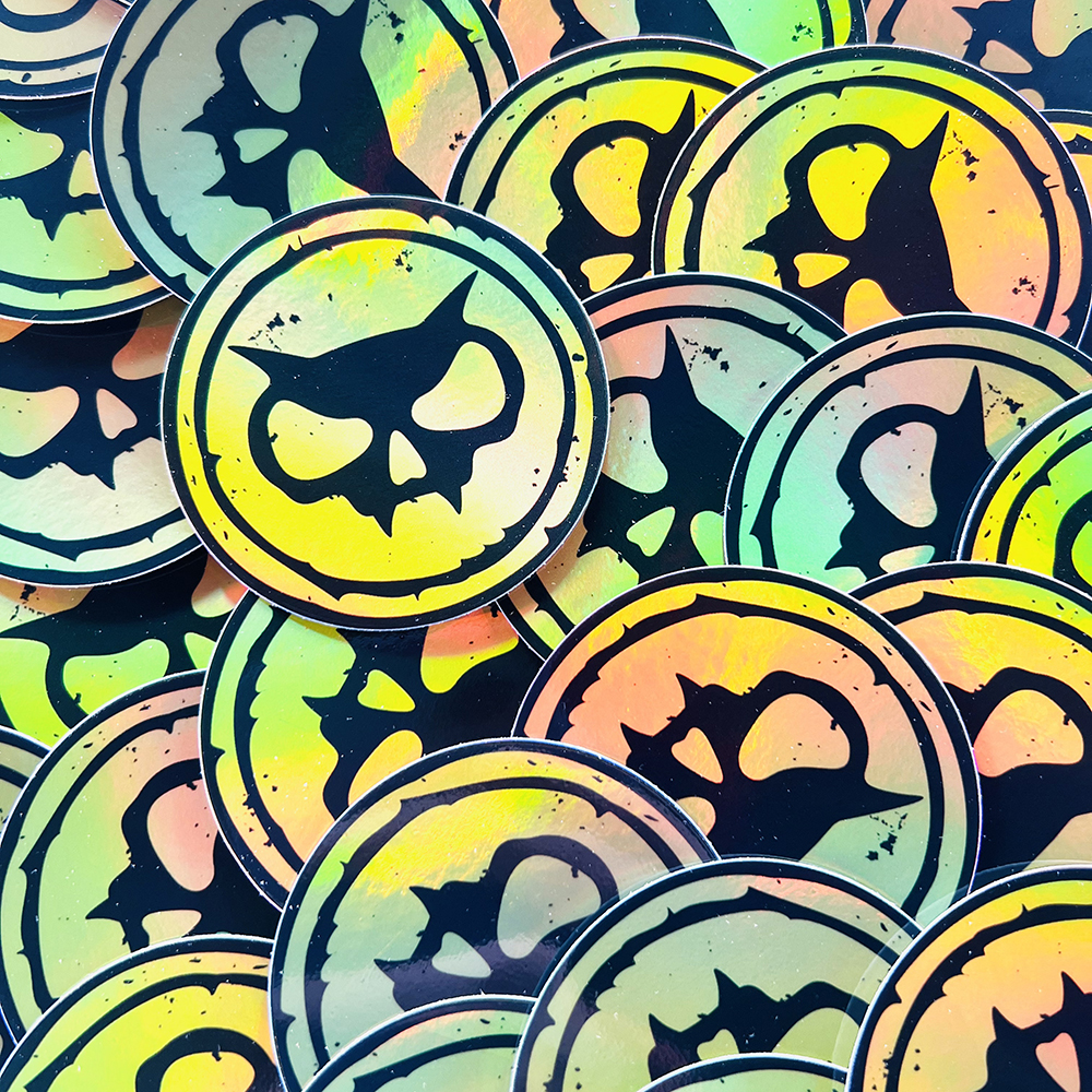 round holographic fanghead sticker