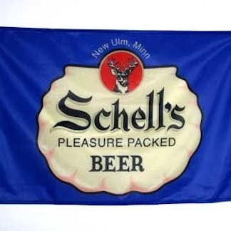 Schell's 3' x 5' Pleasure Packed Flag blue background 
