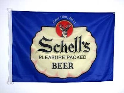 Schell's 3' x 5' Pleasure Packed Flag blue background 
