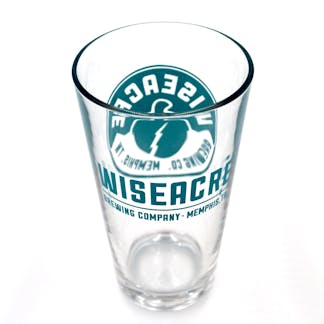 Pint Glass with Blue Wiseacre Logos