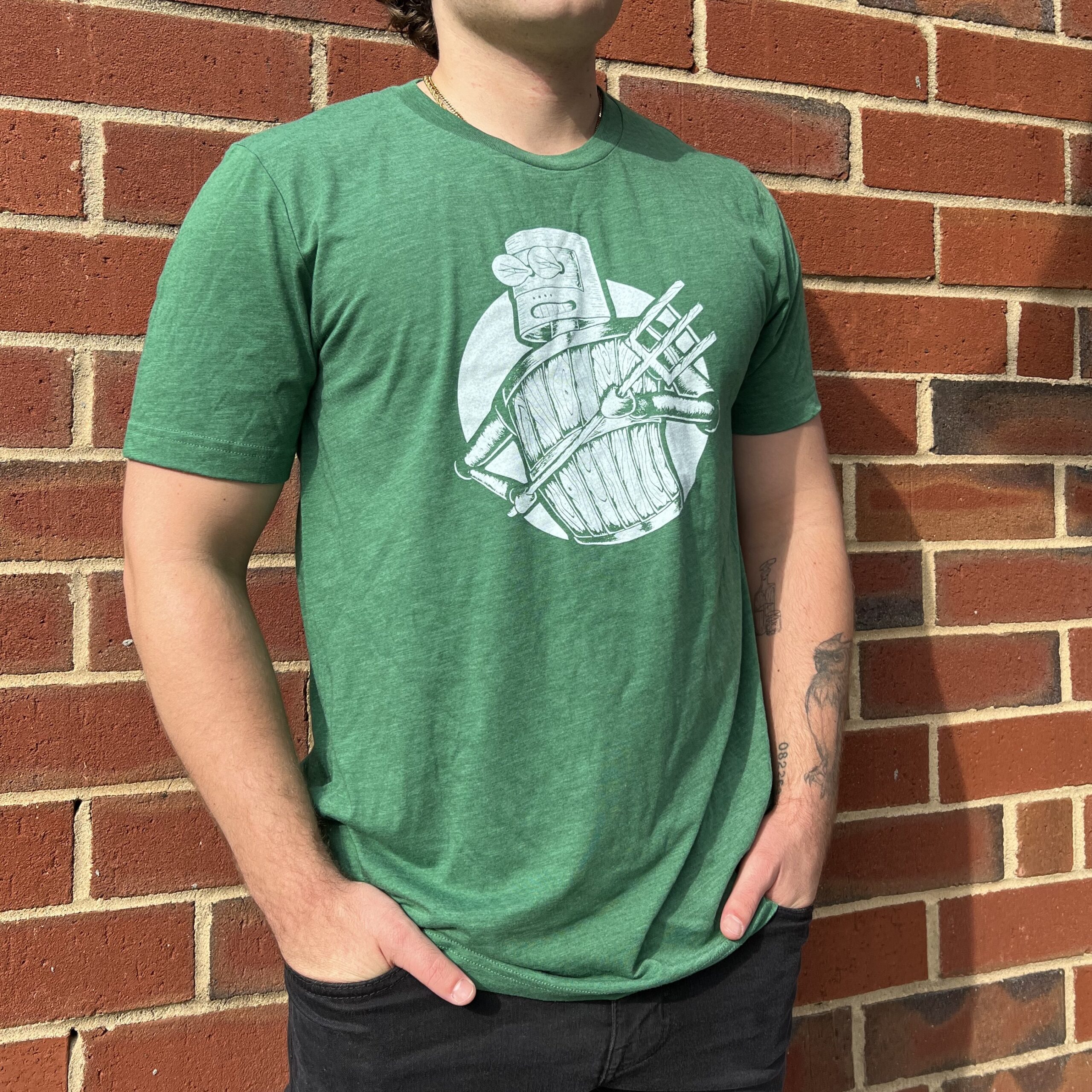 Short Sleeve Green Grass Robot T-Shirt