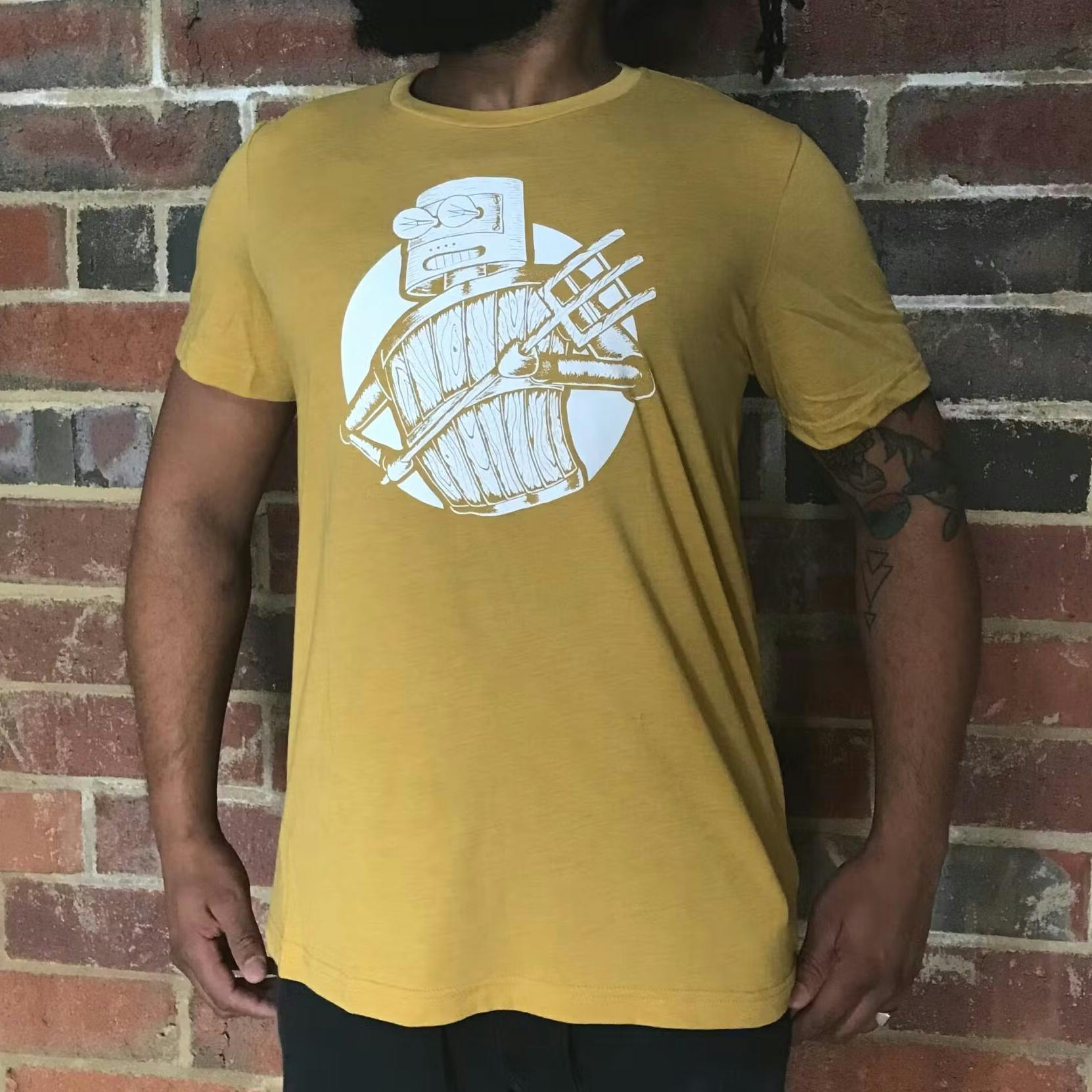 Short Sleeve Mustard Yellow Robot T-Shirt