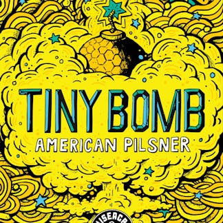 Poster that says tiny bomb with yellow background 