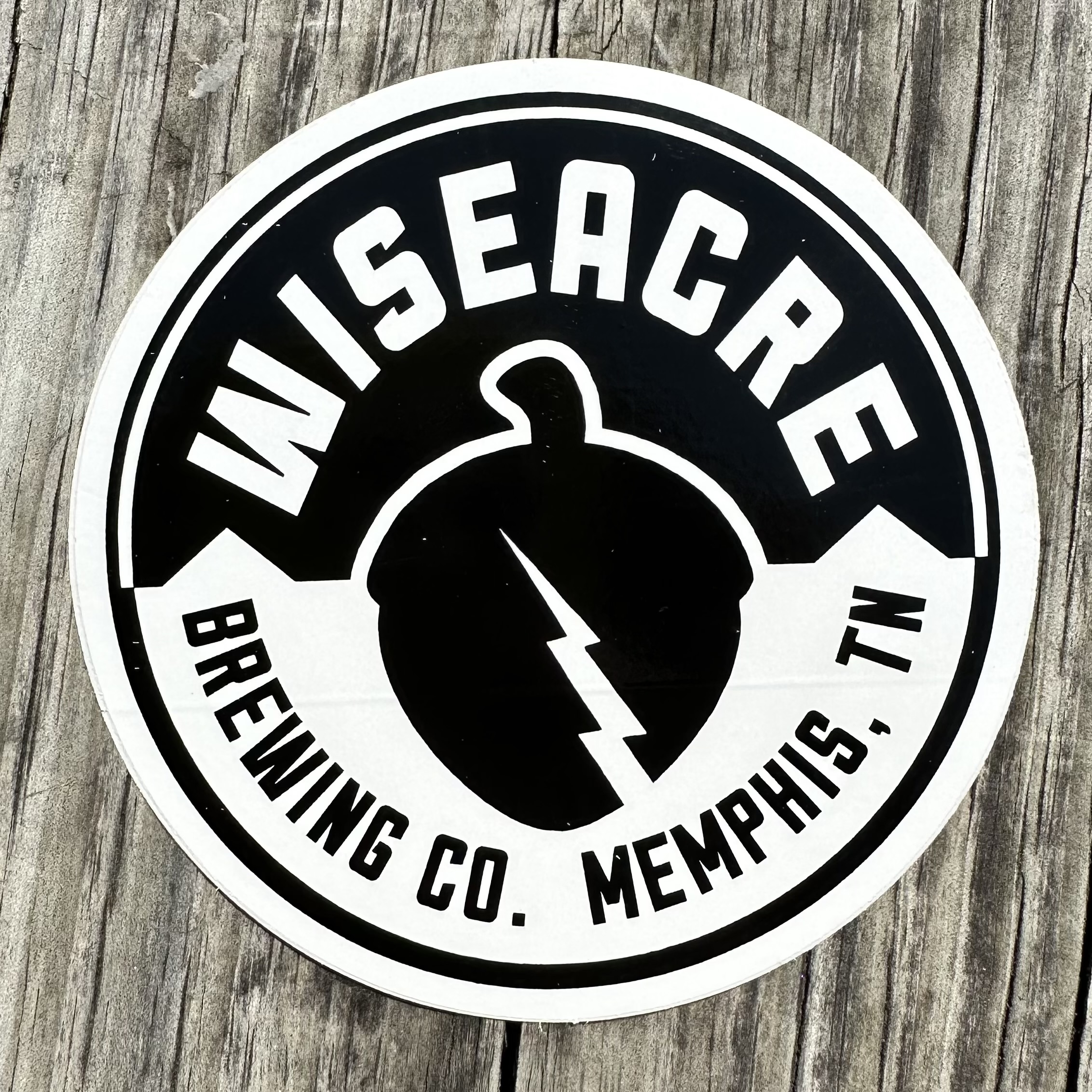 Black and White Wiseacre Acorn Logo Sticker
