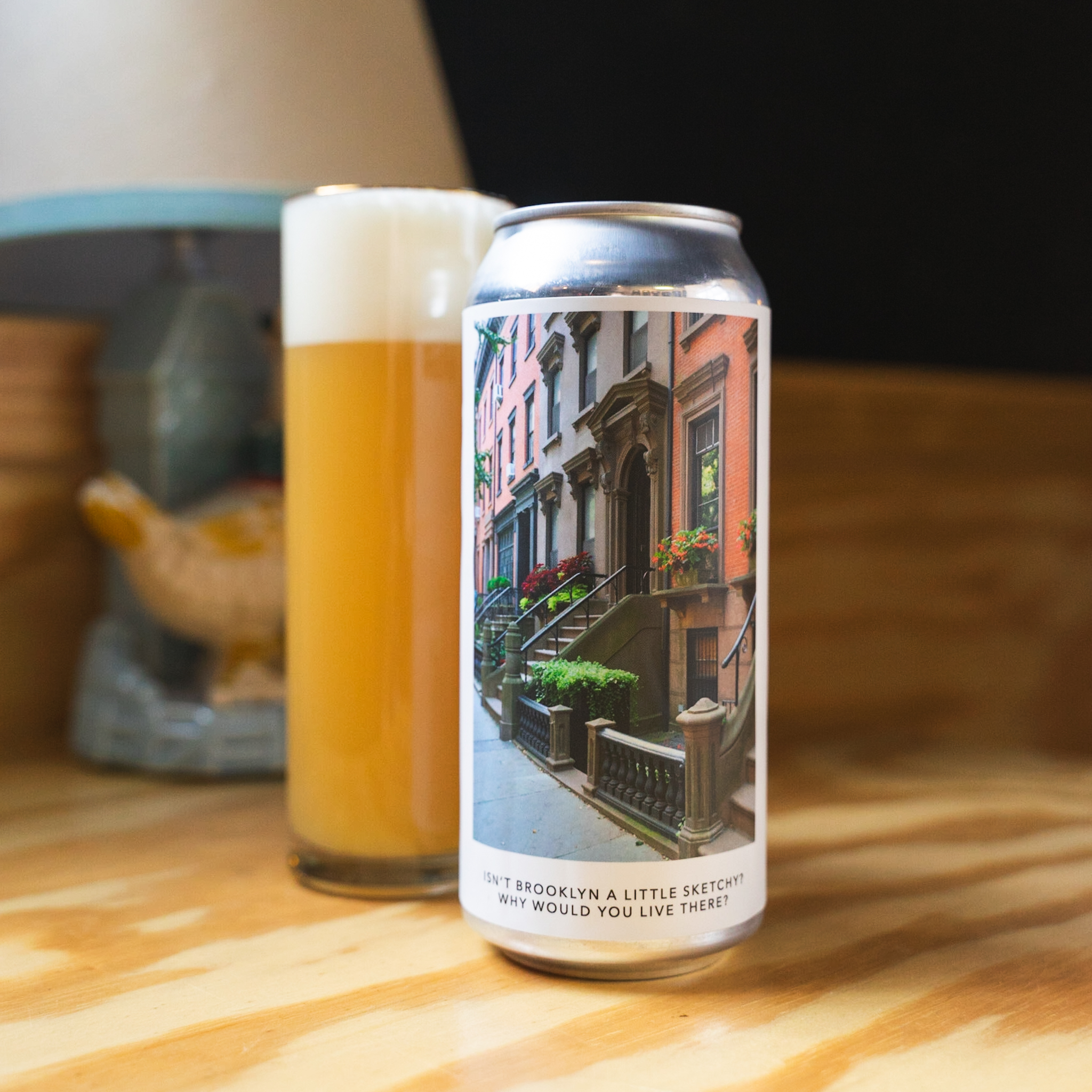 Brooklyn sketchy IPA on table