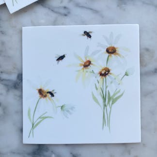 bees and daisies sticker