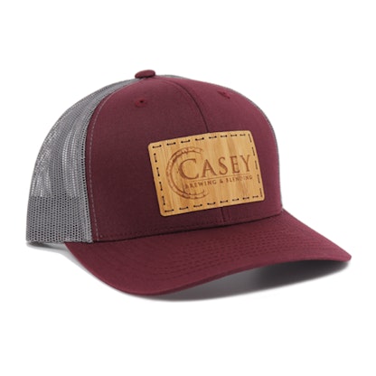 casey bamboo patch hat crimson red and grey