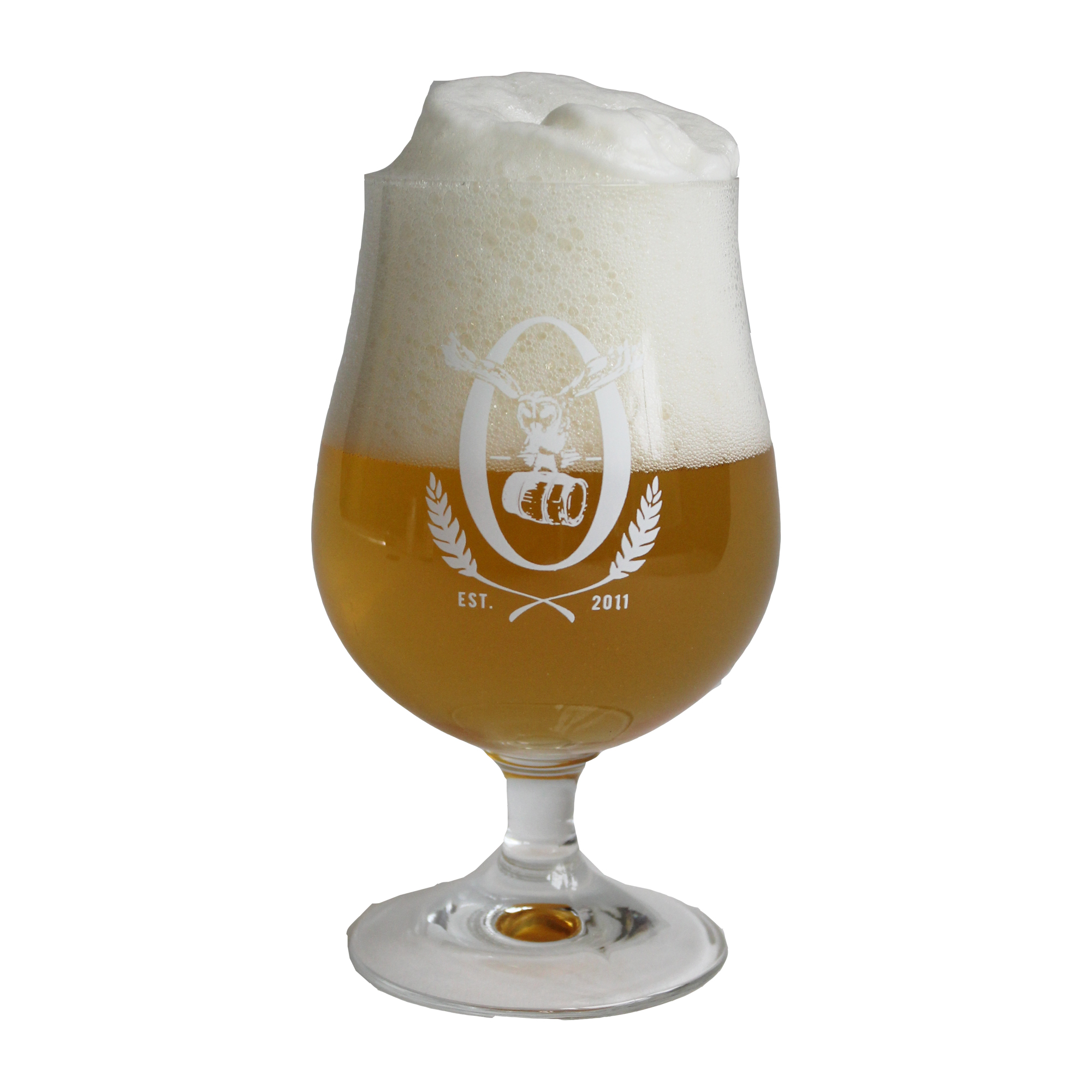 Tulip Glass with White Owl Logo