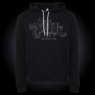 black hoodie with silver xul logo on chest