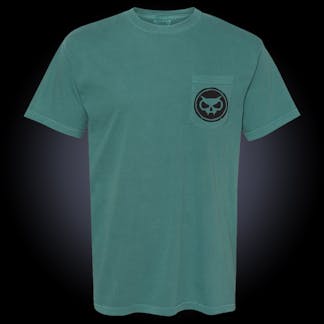 emerald comfor colors pocket tee with fanghead logo on pocket